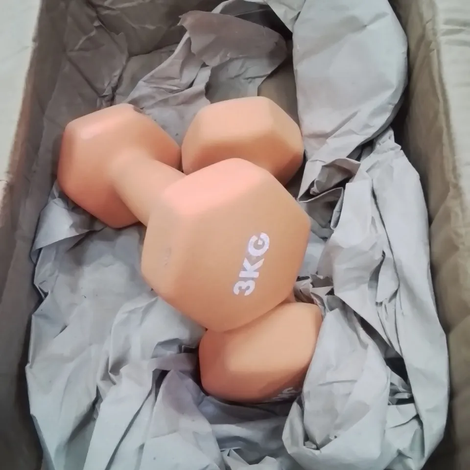 PAIR OF KEPLIN 3KG DUMBELLS -ORANGE-
