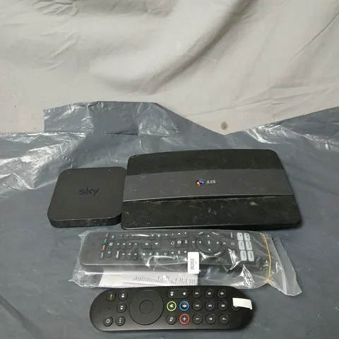 APPROXIMATELY 15 ASSORTED ITEMS TO INCLUDE BT SMART HUB, SKY STREAM BOX, REMOTE CONTROLS ETC