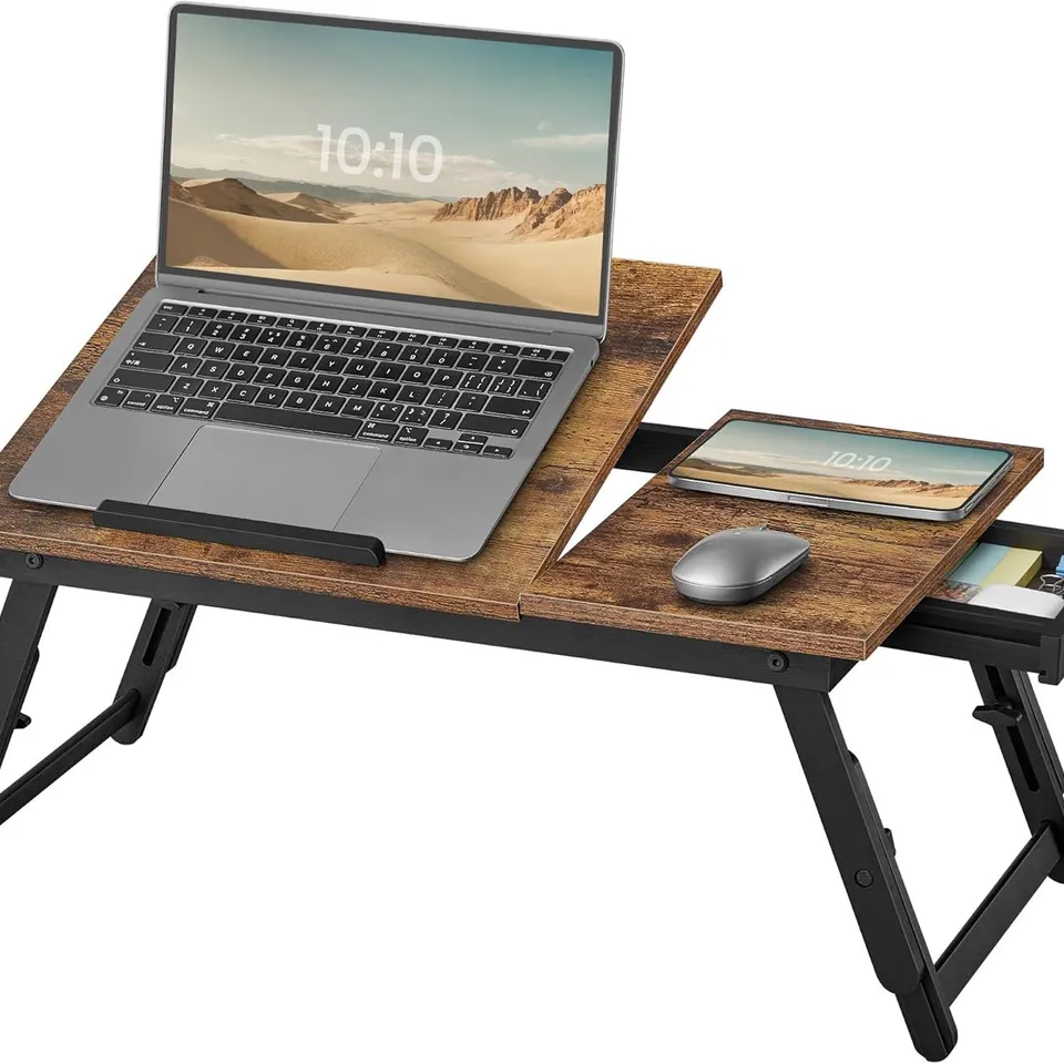 BOXED SONGMICS BED LAPTOP TABLE - RUSTIC BROWN 