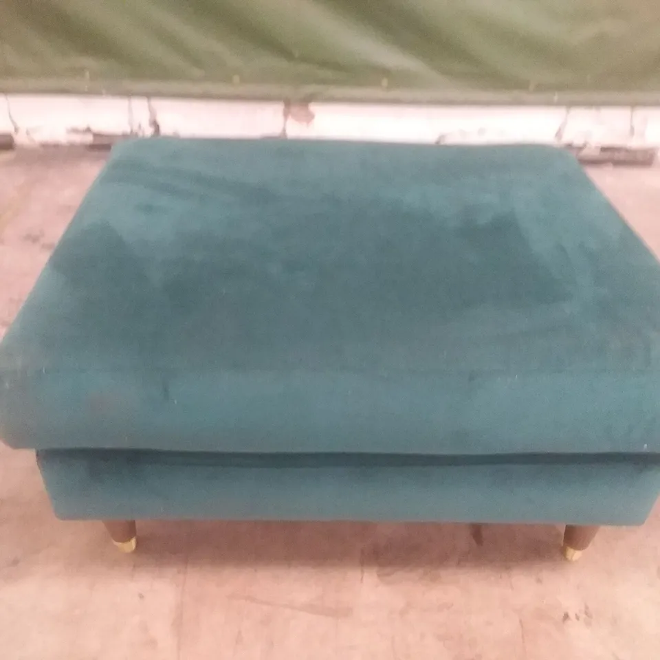 QUALITY BRITISH DESIGNER LOUNGE CO. FOOTSTOOL TEAL PLUSH FABRIC 