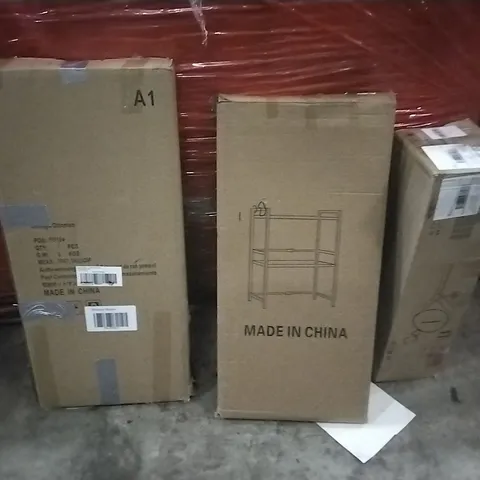 PALLET OF ASSORTED PRODUCTS AND HOUSEHOLD GOODS TO INCLUDE;CEILING FAN,STORAGE OTTOMAN,CLOTHES RAIL