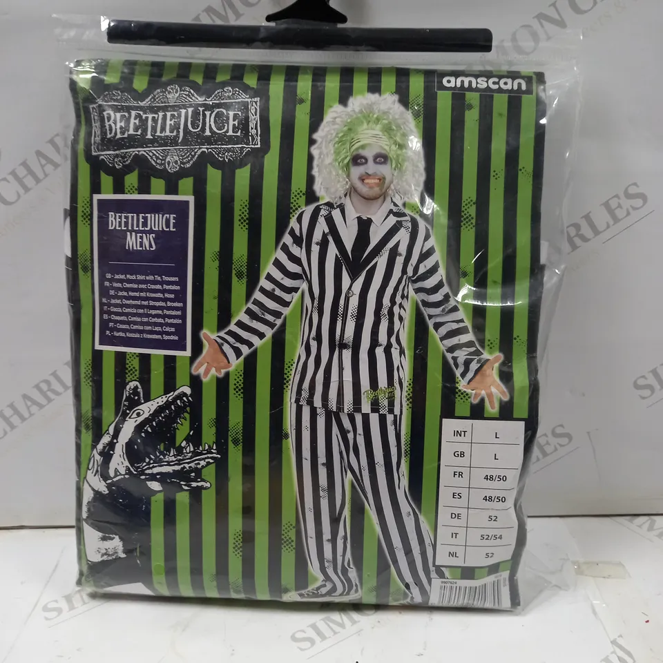 2 ASSORTED FANCY DRESS COSTUMES TO INCLUDE; BEETLEJUICE MENS L AND THE RIDDLER ADULT STANDARD
