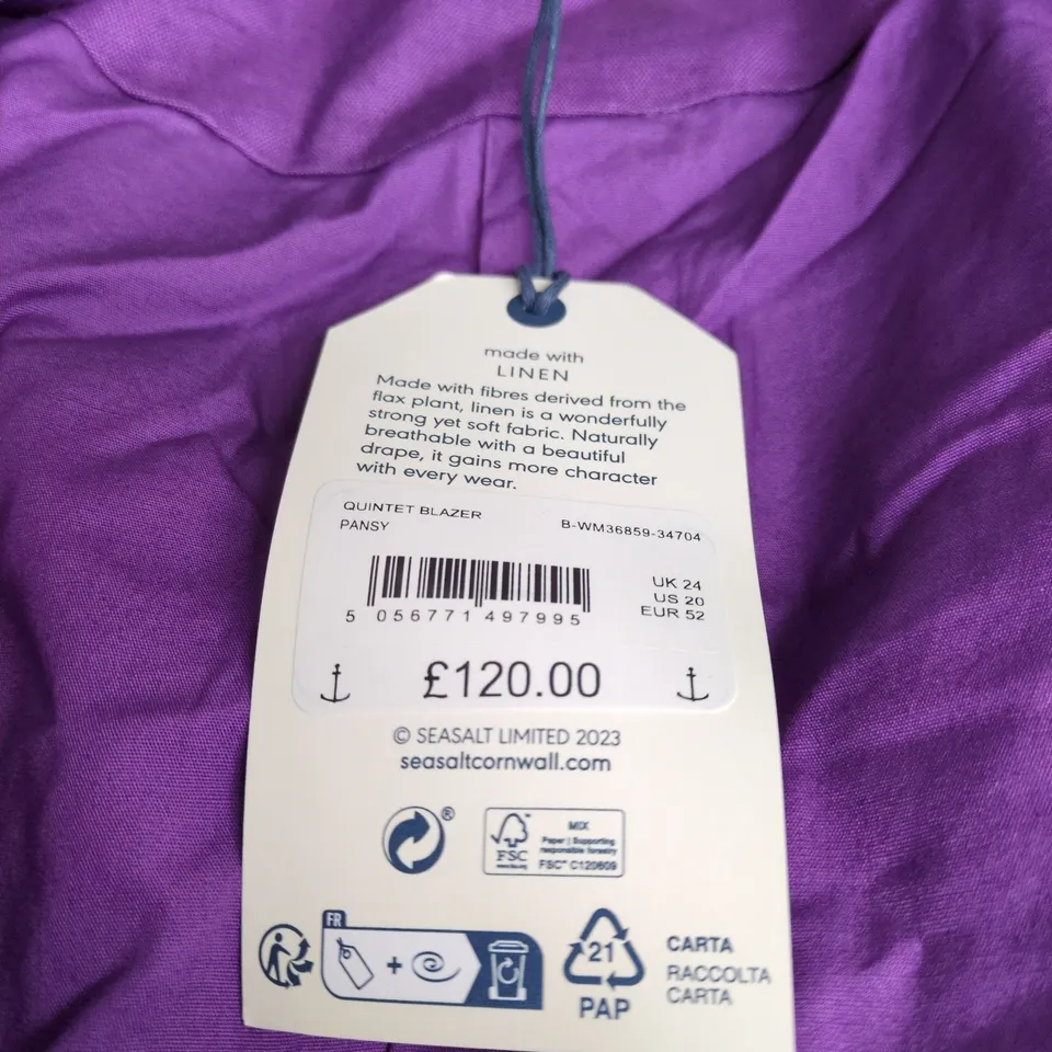 SEASALT CORNWALL QUINTET BLAZER UK 24 WITH TAGS