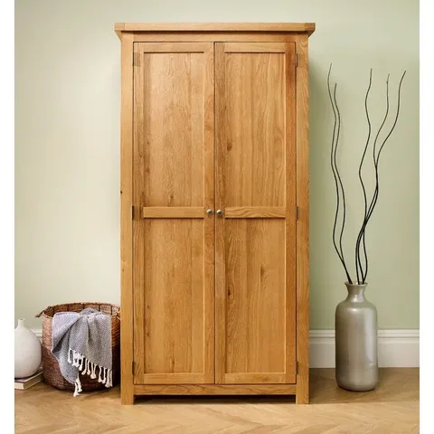 BOXED HAGBERG 2 DOOR WARDROBE - OAK (1 BOX)