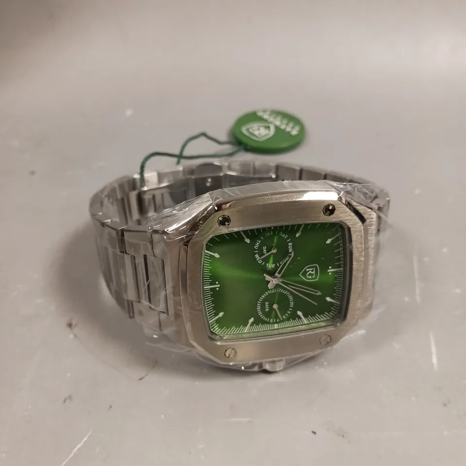 MENS RAYMOND GAUDIN WATCH – MULTI FUNCTION DIAL – STAINLESS CASE & STRAP – 5ATM WATER RESISTANT - WOODEN GIFT BOX 