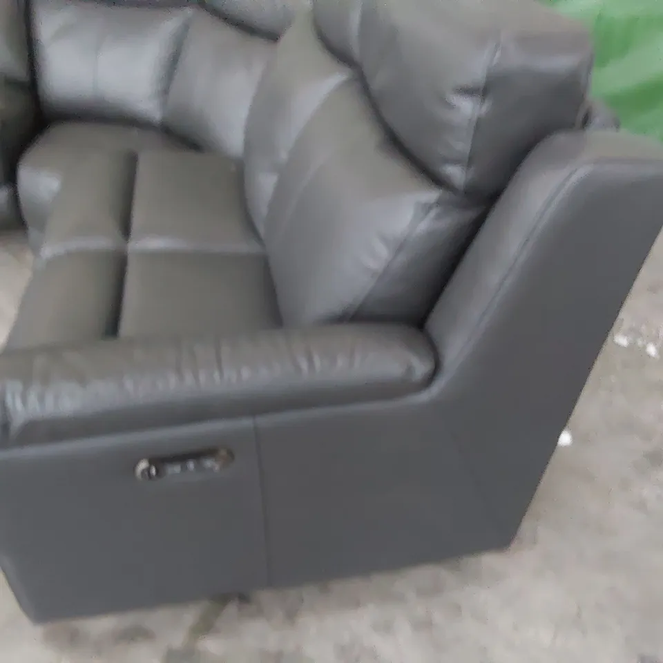 DESIGNER POWER RECLINING CORNER GROUP GREY LEATHER 