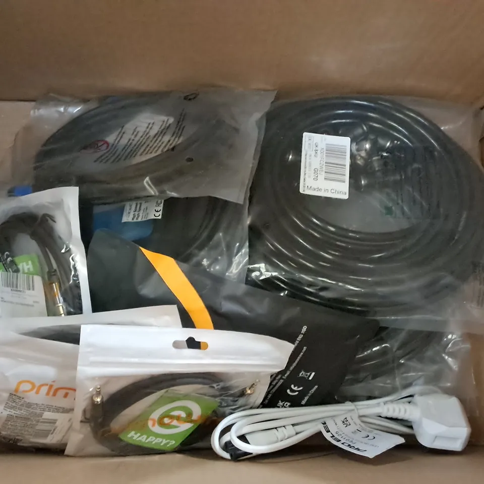 LOT OF APPROXIMATELY 18 ASSORTED CABLES TO INCLUDE ADMIN, HD TO VGA AND CAT.8