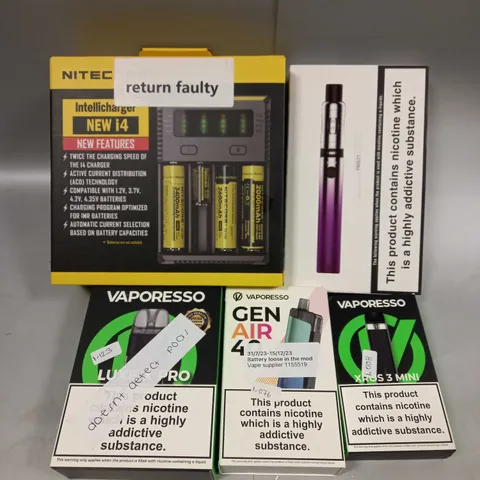 BOX OF APPROXIMATELY 10 ASSORTED E-CIGARATTES TO INCLUDE NITECORE, INNOKIN, ASPIRE ETC