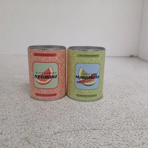 2 X OLIVER BONAS 160G CANDLES: SPICY MARGARITA + BITTER SWEET NEGRONI