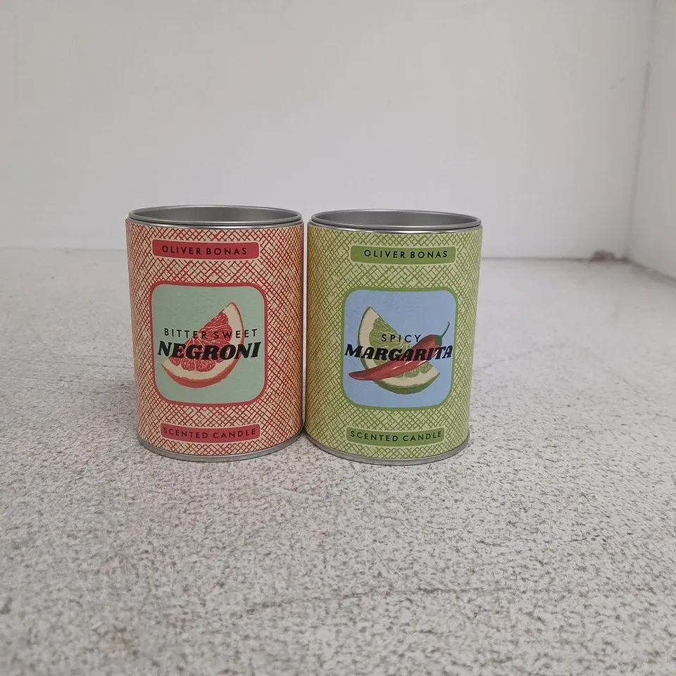 2 X OLIVER BONAS 160G CANDLES: SPICY MARGARITA + BITTER SWEET NEGRONI