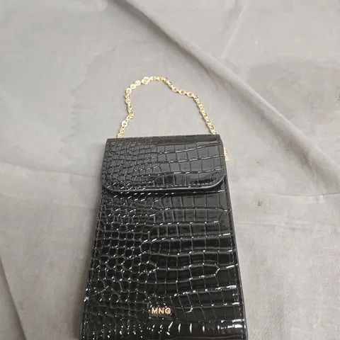 MNG BLACK CROCODILE-EFFECT MINI BAG WITH GOLD CHAIN STRAP