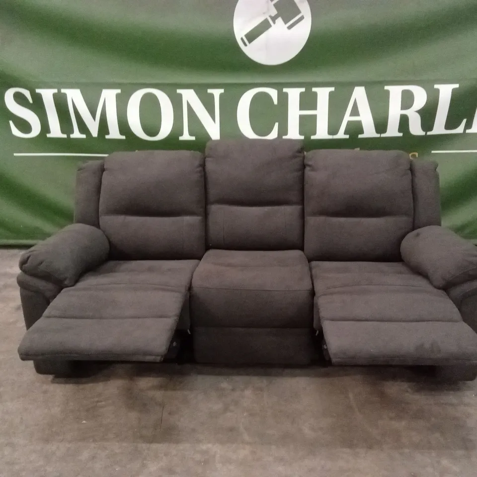 ALBION CHENILLE 3 SEATER HIGH BACK MANUAL RECLINER SOFA - CHARCOAL RRP £679