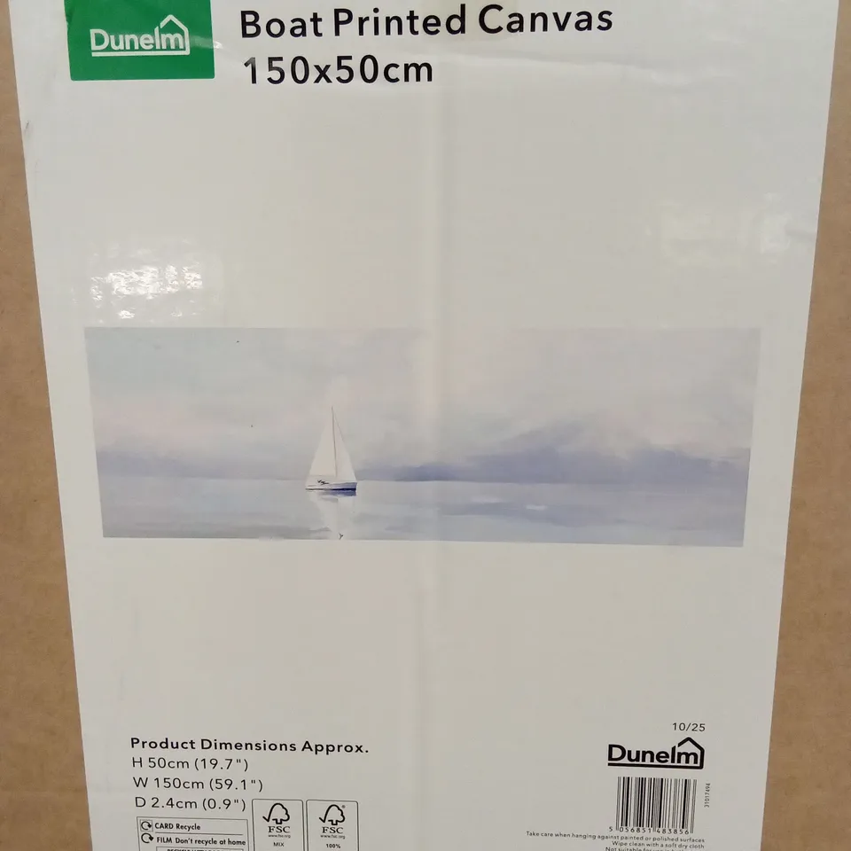 BOXED DUNELM BOAT PRINTED CANVAS 150 x 50cm