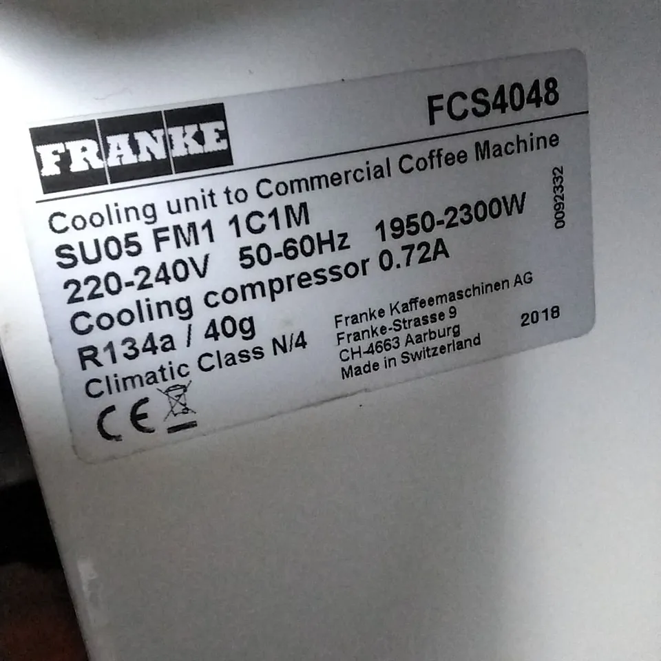 FRANKE FCS4048 COOLING UNIT TO COMMERCIAL COFFEE MACHINE