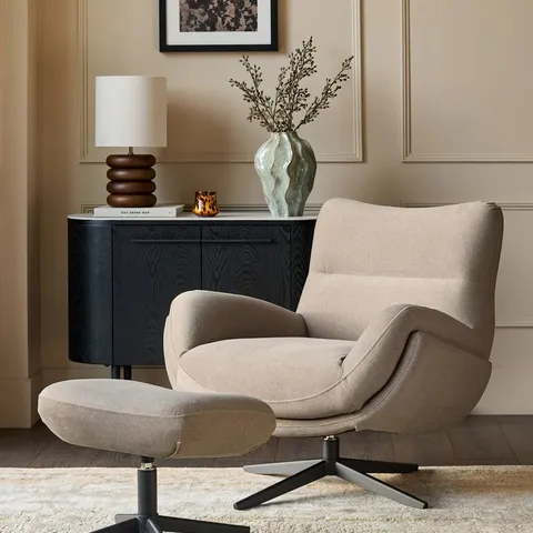 BOXED DANETTI PIPER MOCHA PLUSH FABRIC OCCASIONAL CHAIR