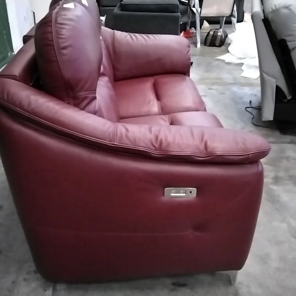 QUALITY BRITISH DESIGNER G PLAN MANUFACTURED JACKSON 2 SEATER ELECTRIC RECLINER DBL SOFA - CAPRI CLARET LEATHER