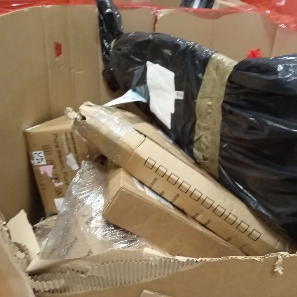 PALLET OF ASSORTED HOUSEHOLD GOODS AND PRODUCTS TO INCLUDE;STEAM CLEANER, IRONING BOARD