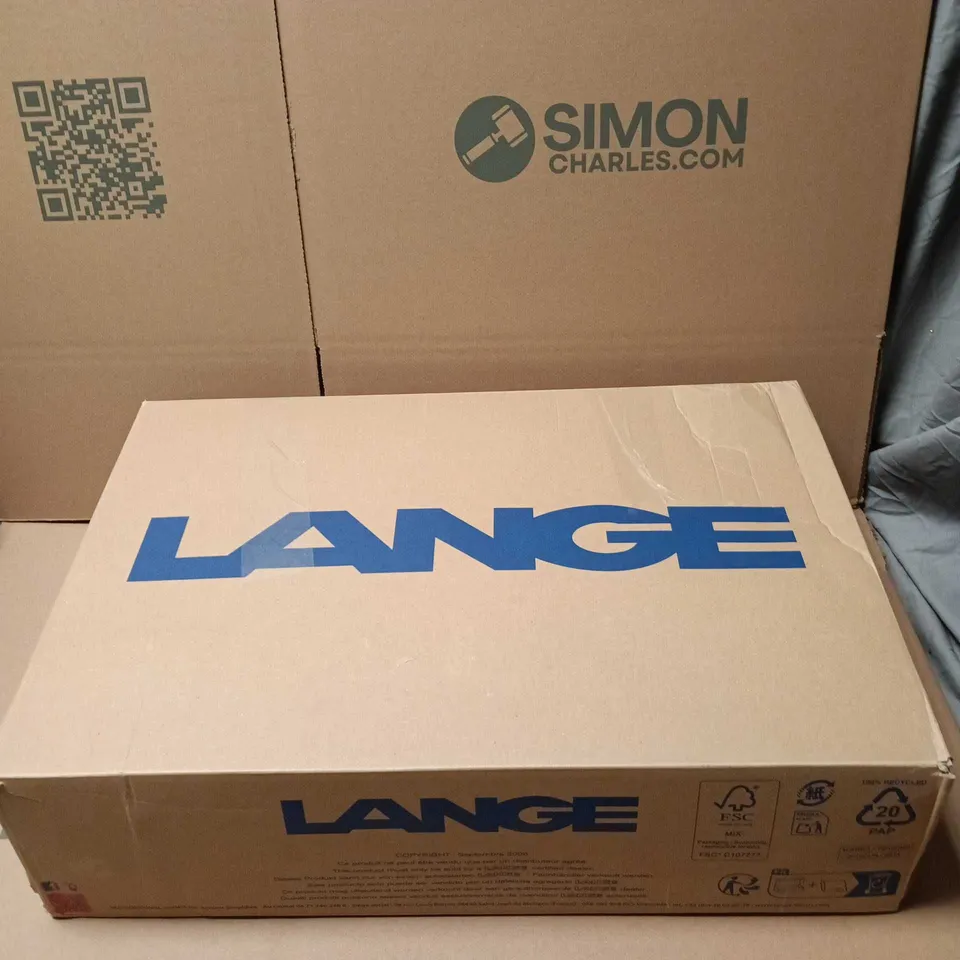 BOXED PAIR OF LANGE SKIBOOTS IN NAVY SIZE 29.5
