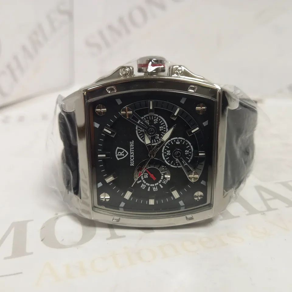 RUCKSTUHL TRIPLE DIAL LEATHER STRAP WRISTWATCH RRP £560