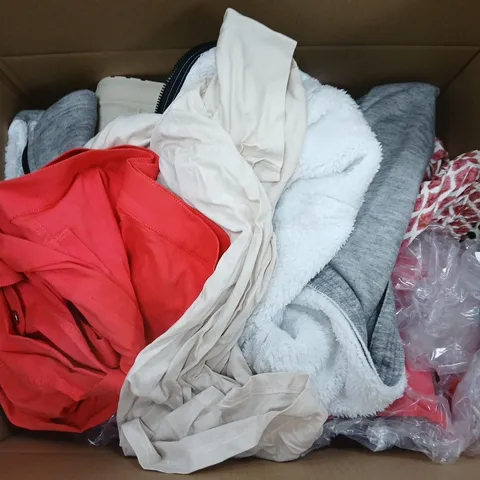 LARGE BOX OF APPROX 15 ASSORTED ITEMS TO INCLUDE SHOES, CLOTHING ITEMS AND HOOVER PARTS