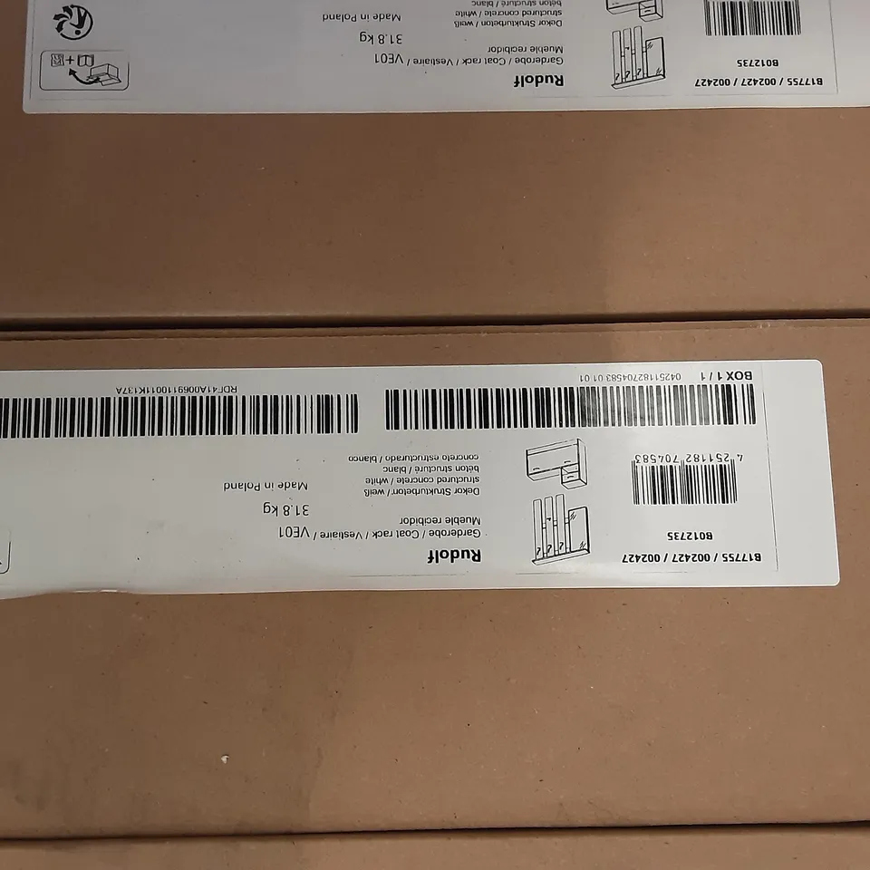 BOXED DESIGNER RUDOLF CONTRACT COAT RACK IN WHITE 