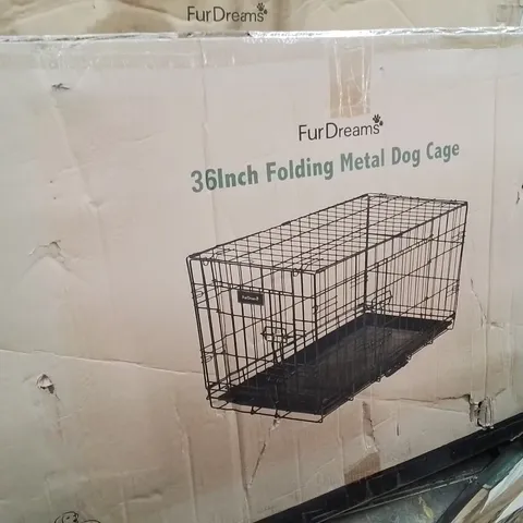 BOXED FURDREAMS 36 INCH FOLDING METAL DOG CAGE