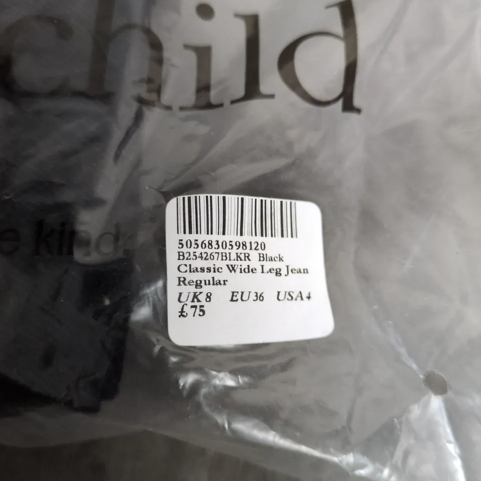 BAGGED NOBODYS CHILD WOMEN'S BLACK CLASSIC WIDE-LEG JEANS - SIZE 8 