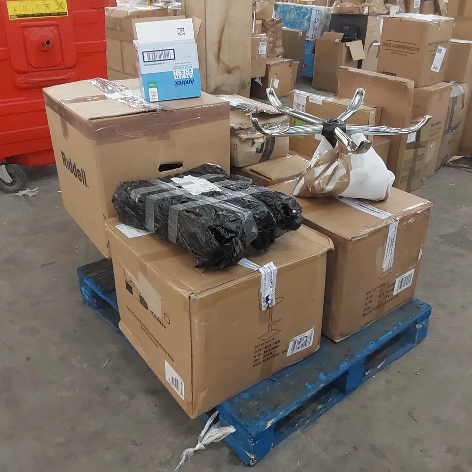 PALLET OF ASSORTED CONSUMER PRODUCTS/FURNITURE PARTS 