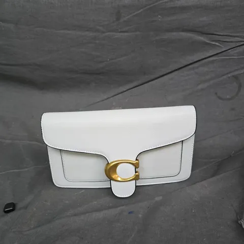 COACH WHITE LEATHER HANDBAG WITH GOLD-TONE RING CLASP