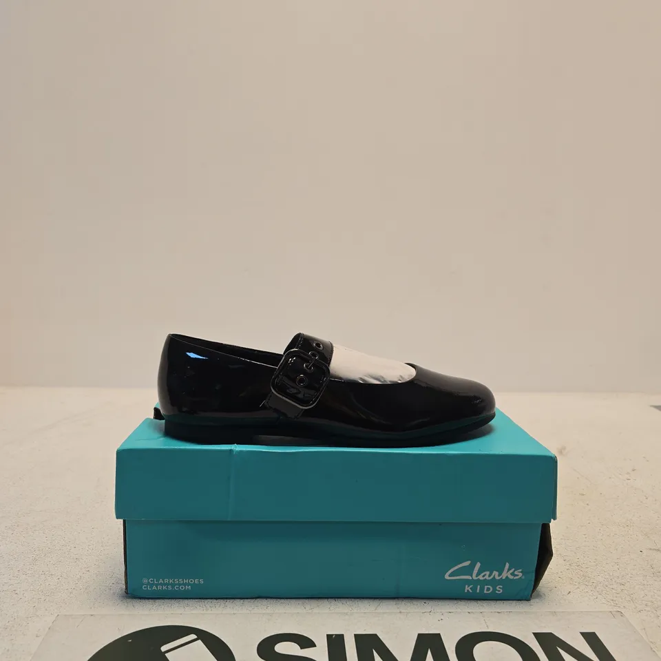 CLARKS PORTO TAP Y. BLACK PATENT MARY JANE SHOES, UK 6