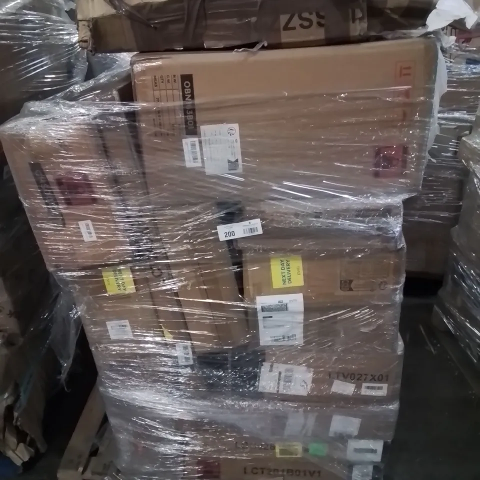 PALLET CONTAINING VARIOUS ASSORTED BOXED ITEMS TO INCLUDE: STORAGE SHELVES, BOOKCASE, BOXED FURNITURE ECT.