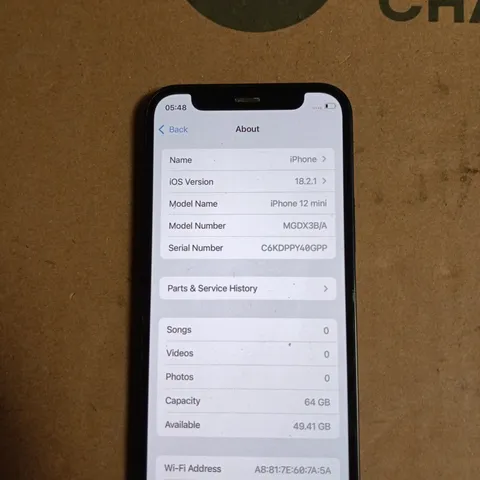APPLE IPHONE 12 MINI 64GB - BLACK (USED)