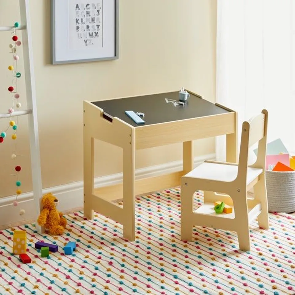 BOXED KIDS NICO FLIP DESK WITH CHAIR - NATURAL (1 BOX)