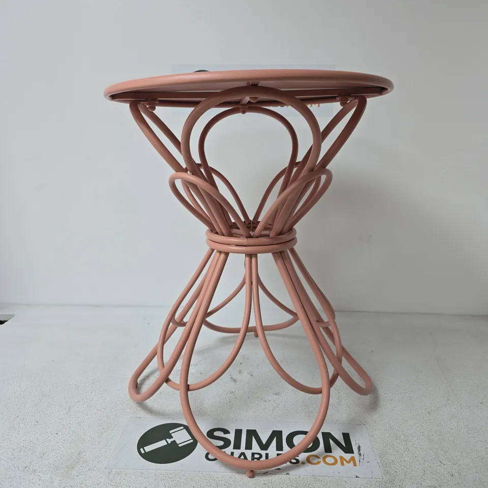 PINK METAL INSIDE / OUTSIDE SIDE TABLE