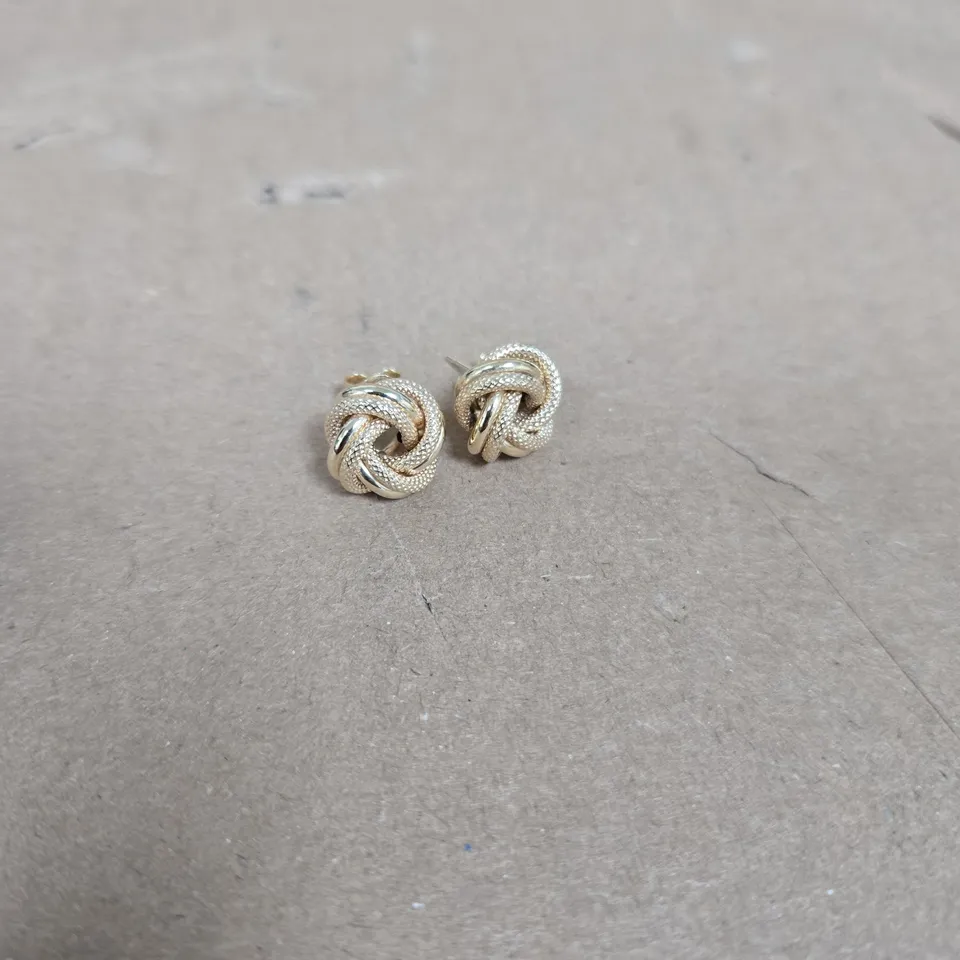 ITALIAN 9CT GOLD DOUBLE KNOT BUTTON EARRINGS 1G