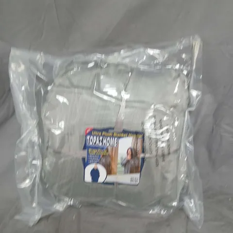 BOX OF APPROX 10 TOPAZ HOME GREY THROW BLANKET – SEALED IN ORIGINAL PACKAGING