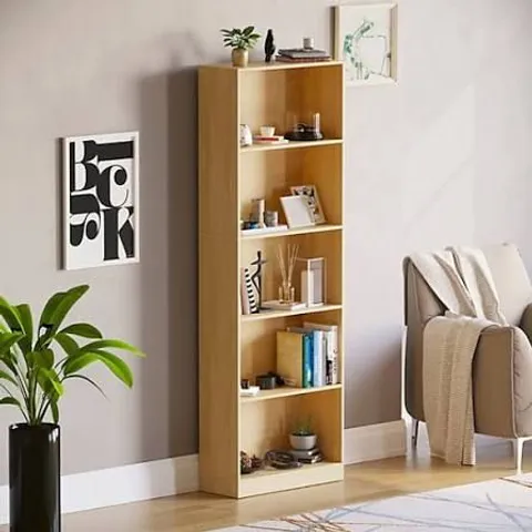 BOXED CAMBRIDGE 5 TIER XL BOOKCASE - OAK (1 BOX)