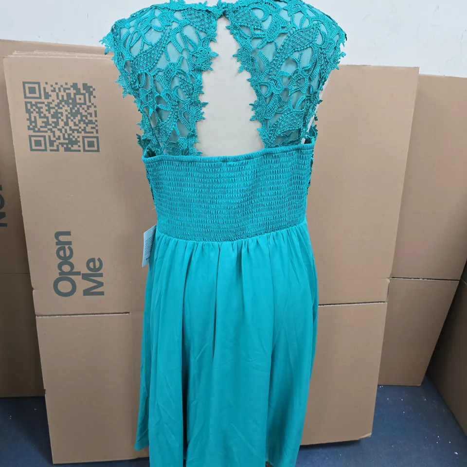 BONPRIX SELECTION GREEN LACE BODICE EVENING DRESS SIZE 18