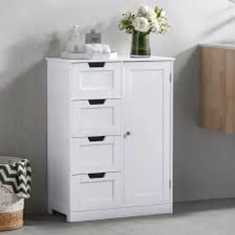 BOXED PIANO 4 DRAWER 1 DOOR FREESTANDING UNIT - WHITE (1 BOX )