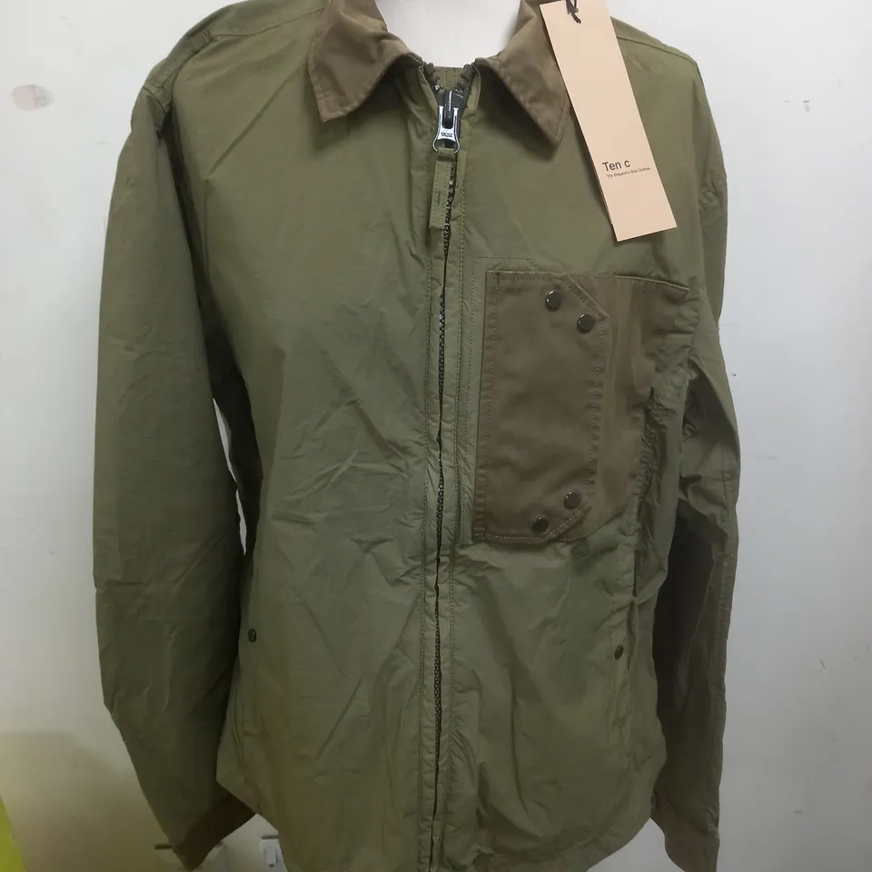 TEN C MID LAYER GREEN ZIP THROUGH JACKET - SIZE 50