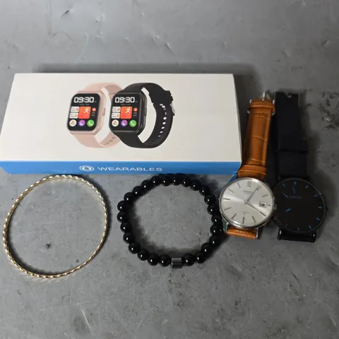 APPROXIMATELY 12 ASSORTED JEWELLERY ITEMS TO INCLUDE - SEIKO CLASSIC WATCH , BRACELET , SMART WATCH ETC