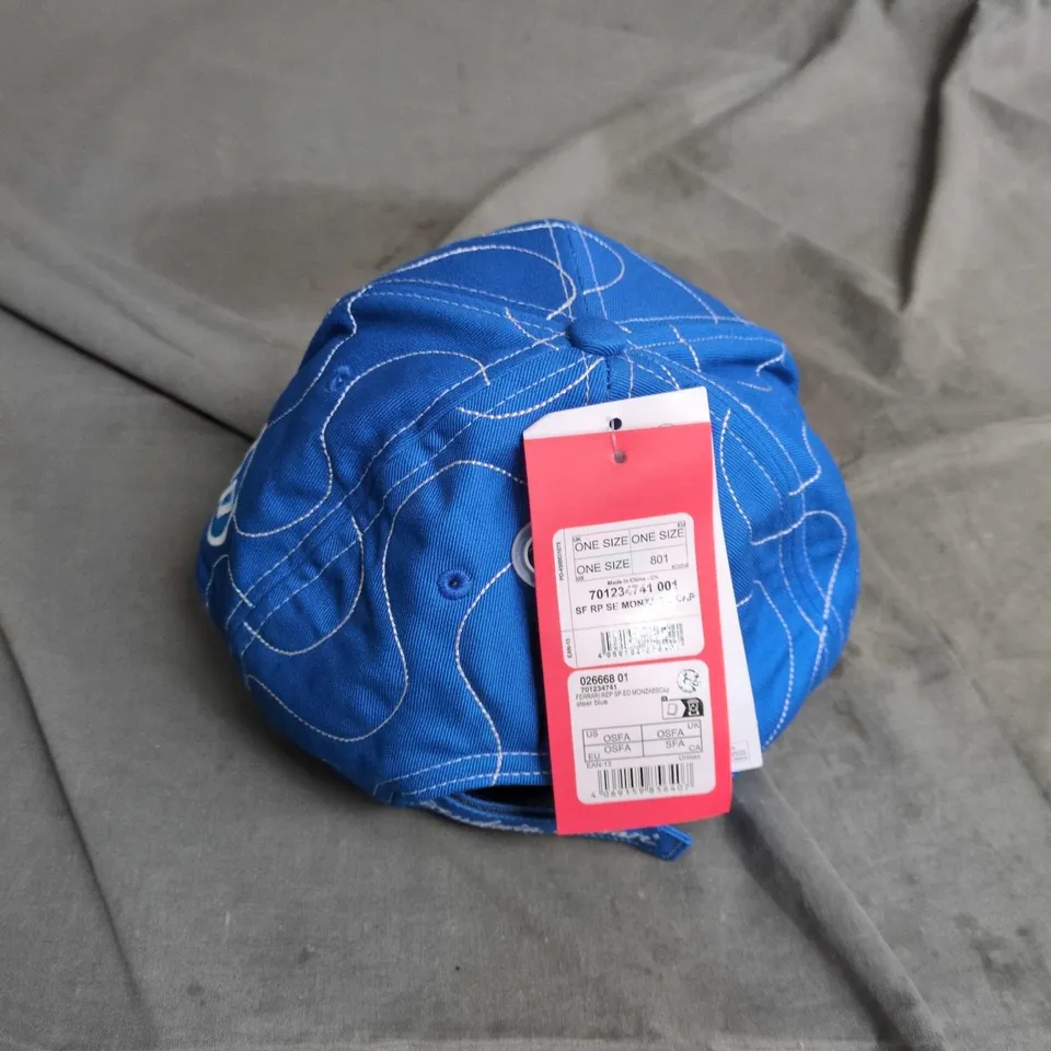 BLUE CAP WITH FERRARI SHIELD PATCH – ONE SIZE (OSFA)
