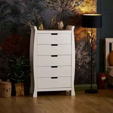 BOXED OBABY STAMFORD TALL CHEST OF DRAWERS - WHITE (2 BOXES)