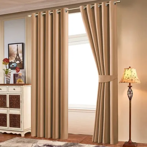 2 PIECE ROOM DARKENING BLACKOUT EYELET CURTAINS
