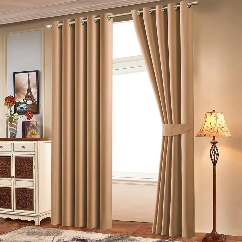 2 PIECE ROOM DARKENING BLACKOUT EYELET CURTAINS