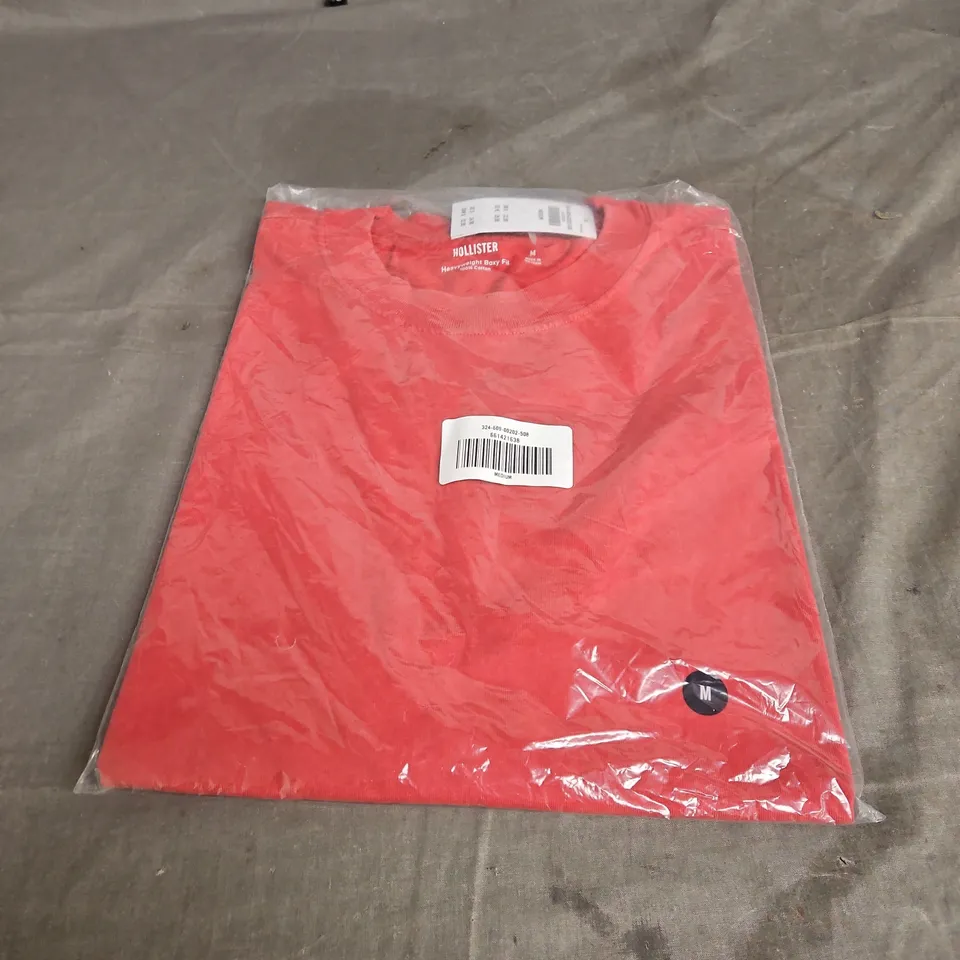 HOLLISTER HEAVYWEIGHT BOXY FIT T-SHIRT – RED, UK M