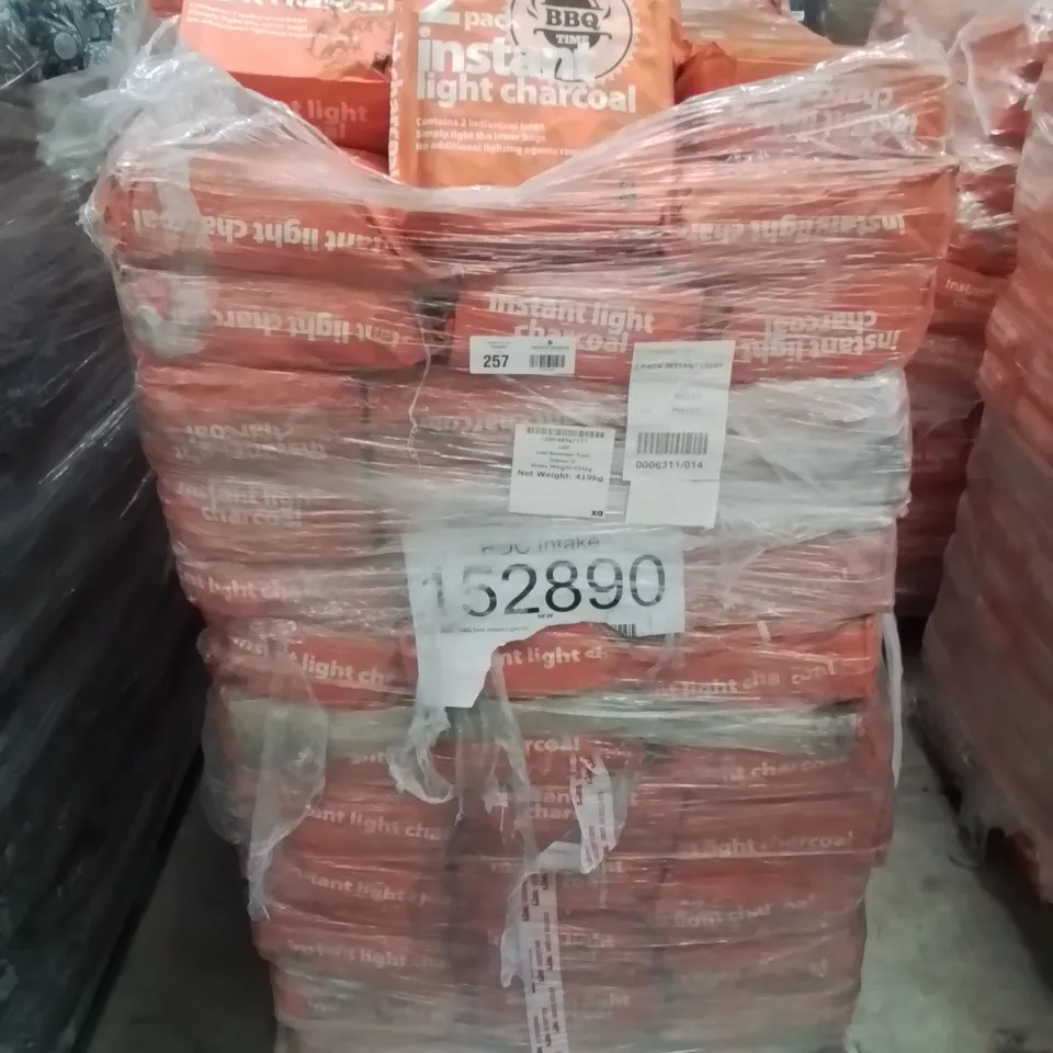 PALLET CONTAINING APPROXIMATELY 100 BRAND NEW 2 PACK INSTANT LIGHT CHARCOAL BAGS