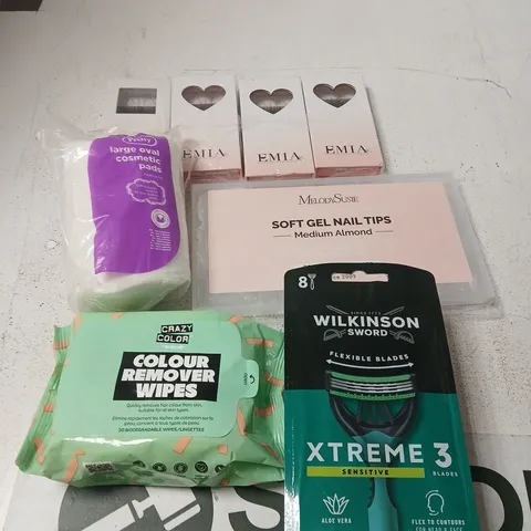 APPROXIMATELY 10 ASSORTED HEALTH & BEAUTY PRODUCTS TO INCLUDE REMOVER WIPES, PADS, XTREME 3 BLADES ETC