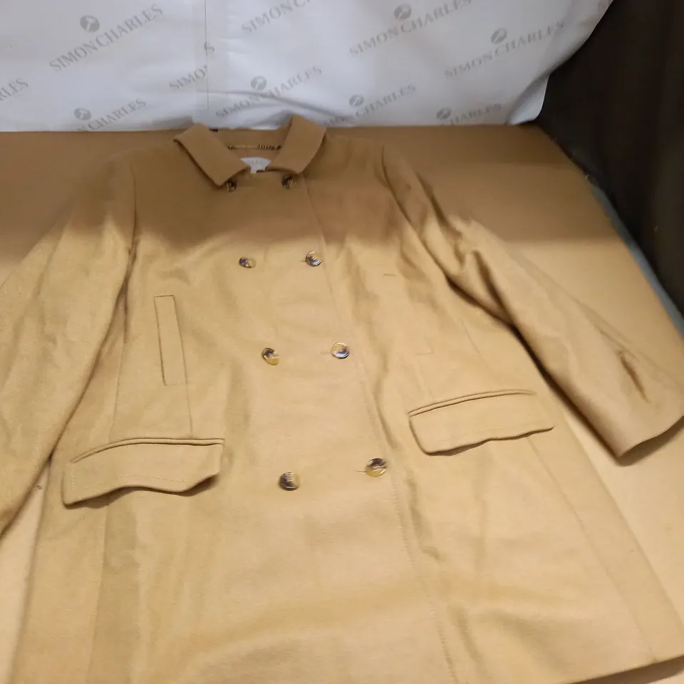 HOBBS LONDON BROWN BUTTON FRONT COLLARED COAT - UK 18