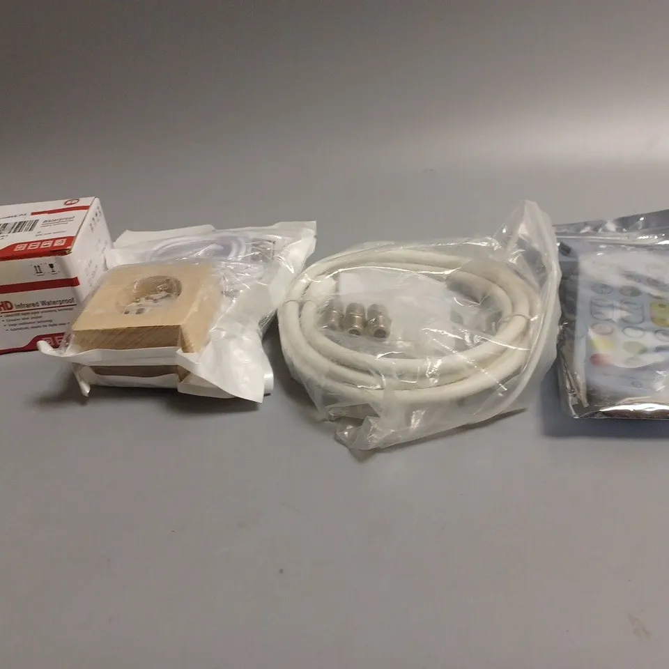 LARGE BOX OF ASSORTED ELECTRICAL ITEMS TOO INCLUDE LED LIGHTS , CHARGERS AND EARPHONES 